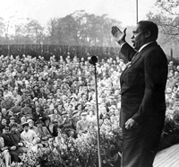 Paul Robeson sings on stage for May Day Rally, Queen's Park,  Gl